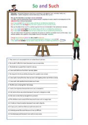 English Worksheet: So and Such