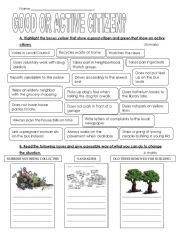 English Worksheet: Active or Good citizen