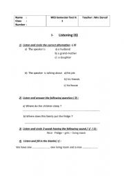 English Worksheet: Mid_semester Exam n 2 / 7th form