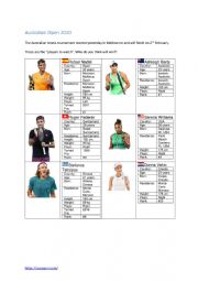 English Worksheet: Australian Open 2020 Worksheet