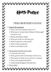English Worksheet: Harry Potter and Philosopher Stone
