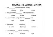 English Worksheet:  TO BE IN PAST (WAS/WERE)