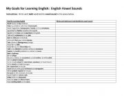 English Worksheet: My Goals for English