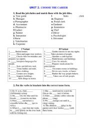 English Worksheet: Career