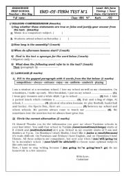 English Worksheet: global test 8th form