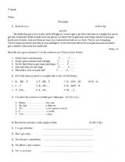 English Worksheet: Test paper 5th grade