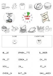 English Worksheet: Meals of the day