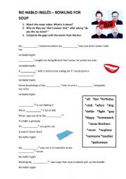 English Worksheet: No hablo ingls - Bowling for Soup