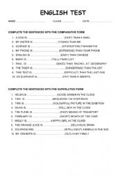 English Worksheet: COMPARATIVES AND SUPERLATIVES