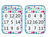 English Worksheet: BINGO CARDS - Cardinal Numbers 0-20