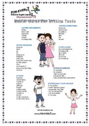 Useful worksheet for writing texts