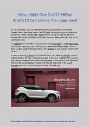 English Worksheet: Volvo Might Give Out One Million Dollars Worth of Cars