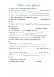 English Worksheet: Shops and places