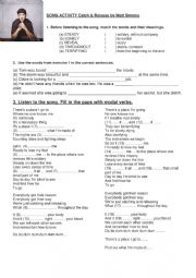 English Worksheet: Song Catch & release Modals and phrasal verbs