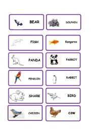 English Worksheet: animal domino for movers