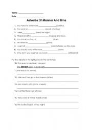 English Worksheet: Adverbs of manner and frequency