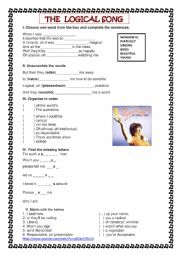 English Worksheet: LISTENING ACTIVITY- THE LOGICAL SONG with answer key
