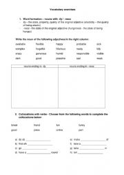 Nouns ending in -ity or -ness and collocations with verbs