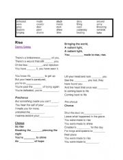 English Worksheet: �Rise�-Danny Gokey Song fill in the blank worksheet