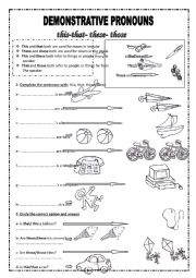 English Worksheet: demonstate pronouns