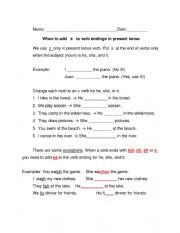 Present tense verb endings