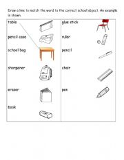 English Worksheet: school supplies