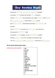 English worksheet: Guy Fawkes� night