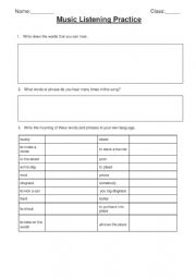 English Worksheet: Queen, We Will Rock You, Listening Practice