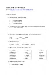 English Worksheet: Some facts about Ireland - quiz