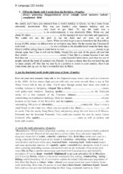 English Worksheet: Mid-term exam for 3rd form 