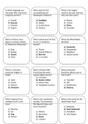 English Worksheet: TRIVIA GAME