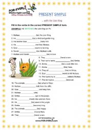 English Worksheet: Present Simple with the Lion King
