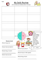 English Worksheet: daily routine