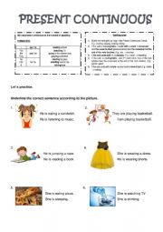 English Worksheet: PRESENT PROGRESSIVE 