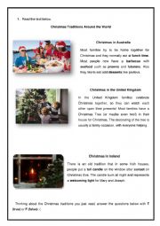 English Worksheet: Body parts / school subjects/ Christmas traditions 