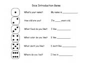 English Worksheet: Dice Introduction Game