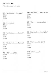 English Worksheet: To Be