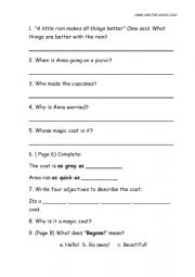 English worksheet: Anna and the Magic Coat study