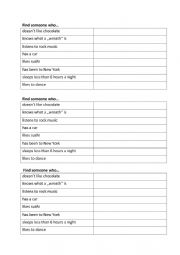 English Worksheet: Find someone who....