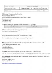 English Worksheet: mid- term -test n2 8th form