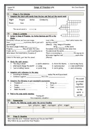 English Worksheet: song of freedom, 2nd form, tunisian program