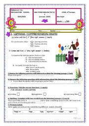 English Worksheet: Mid test N2 For 8th form