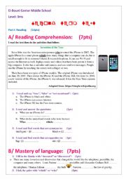 English Worksheet: test about inventions