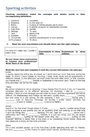 English Worksheet: sporting activities 