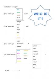 English Worksheet: GUESS WHO