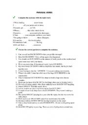English Worksheet: Phrasal Verbs with Answers
