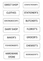 English Worksheet: Shops and products