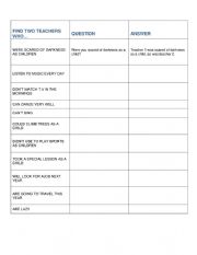 English Worksheet: find some one who