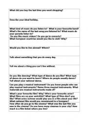English Worksheet: Speaking cards