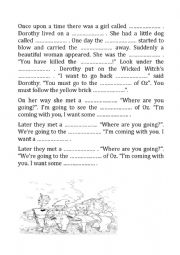 English Worksheet: Wizard of Oz Text fill in 